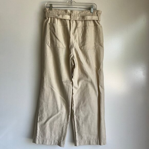 NWT J.CREW Cropped Twill Paper-Bag Pants with Belt Ivory Size 10 - Picture 3 of 16